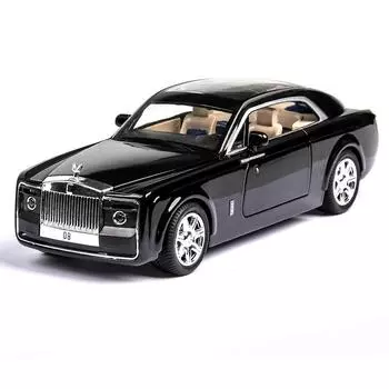 1/24 литой игрушечный автомобиль Rolls Royce Phantom модель автомобиля колеса литые звук свет инерционный автомобиль детский игрушечный автомобиль рождественский подарок чёрный