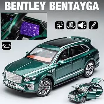 1/24 масштаб Bentley Bentayga, литая под давлением модель автомобиля, игрушечный автомобиль с откатным механизмом и звуковым светом для детей, коллекция подарков для мальчиков и девочек 1/24-size:21.5*8.2*7.3cm зелёный