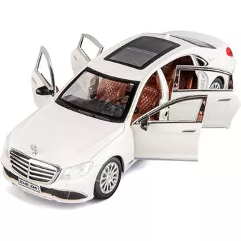 1/24 масштаб Benz E300 игрушечный автомобиль из сплава, литая под давлением модель автомобиля с откидной спинкой и светом и звуком, игрушечный транспорт для взрослых, мальчиков и девочек, подарочная игрушка 1/24-Size:21*7.3*6cm белый
