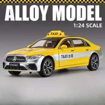 1/24 масштаб Benz E300L такси высокая имитация модель игрушечного автомобиля литые металлические сплавные транспортные средства звук свет инерционный механизм коллекция детские игрушки подарки зелёный