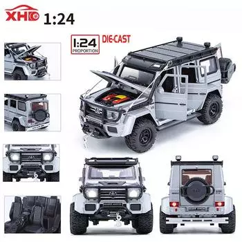1/24 масштаб Benz G550, литая под давлением модель автомобиля, игрушечный автомобиль с откатным механизмом, звуком и светом для детей, коллекция подарков для мальчиков и девочек 1/24-20x10x10cm серебряный