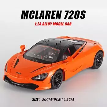 1/24 масштаб McLaren 720S сплав модель спортивный автомобиль литой металл игрушечный автомобиль серия коллекция имитация звук и свет игрушечный автомобиль мода украшения мальчик подарок оранжевый
