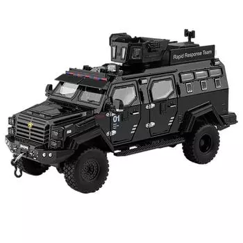 1/24 масштаб сплава меч-зубастый тигр взрывозащищенная модель автомобиля литая полицейская бронированная внедорожники модель автомобиля звук свет игрушка подарок чёрный