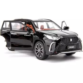 1/24 масштаб Toyota Crown Kluger 6 дверей открывается литой автомобиль модель игрушка, звук и свет инерционный автомобиль коллекция игрушечных машин для детей подарок 1/24-Size: 21*8*7.5cm чёрный