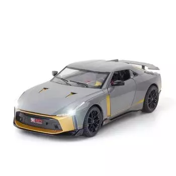 1:24 масштаба Nissan Skyline Ares GTR50 GT-R50, модель автомобиля из сплава, литье под давлением металла, звук, свет, автомобильные игрушки для детей, подарки 1/24-20.5x9.3x5.5cm серый