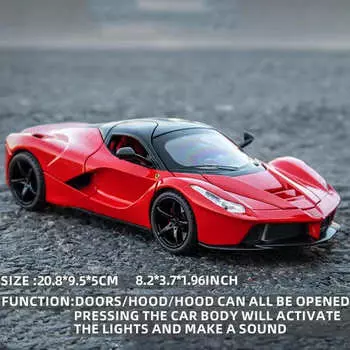 1:24 масштаба Pagani литая металлическая модель автомобиля из сплава, супер спортивная модель автомобиля, модные аксессуары, украшения для автомобиля со звуком и светом, подарок для мальчиков красный