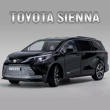 1:24 масштаба Toyota Sienna MPV, модель автомобиля из сплава, литье под давлением, металлическая игрушка, модель коммерческого автомобиля, имитация звука, свет, коллекция, детские подарки 21.5x10x7.5cm чёрный