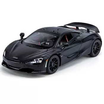 1:24-масштабная игрушечная модель автомобиля McLaren 720S, автомобиль с откатным механизмом из цинкового сплава со звуком и светом и открытой дверью кузова, игрушечный автомобиль для детей, подарок для мальчиков и девочек 1/24-20.5x8.7x5cm чёрный