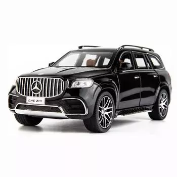 1/24 масштабная литая под давлением модель автомобиля Benz GLS63 AMG из сплава, коллекционная игрушечная машинка с откатным механизмом со светом и звуком, игрушечный автомобиль для взрослых мальчиков, подарок 1/24-21x8.5x7.5cm чёрный
