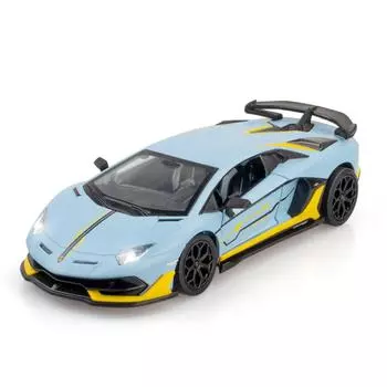 1:24-масштабная миниатюрная модель суперкара Aventador SVJ63 из сплава, откидной автомобиль со звуком и светом для детей и взрослых, коллекция подарков 1/24- 21x9.3x5cm синий