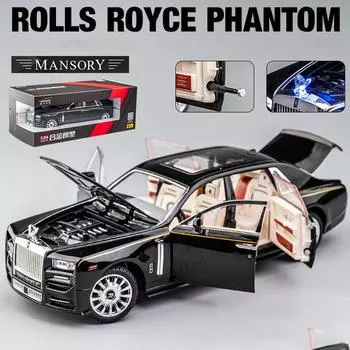 1/24 масштабная модель автомобиля-фантома, игрушечный автомобиль из цинкового сплава с откидной спинкой, металлическая модель автомобиля для литья под давлением со звуком и светом для детей, подарок для мальчиков и девочек 1/24-21x6.8x5.7cm чёрный