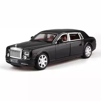 1:24-масштабная модель Phantom из цинкового сплава, игрушечный автомобиль, транспортные средства с откатным механизмом с подсветкой и музыкой для детей, парней, подарков для молодых людей 1/24-20.5x7.5x5cm чёрный