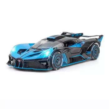 1:24-масштабная модель спортивного автомобиля из сплава Bugatti Bolide, модель автомобиля из литого металла, модель автомобиля с высокой имитацией, детская игрушка в подарок 1/24-20.5x9x4.7cm синий/чёрный