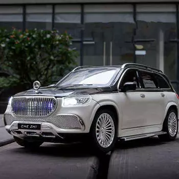 1:24 Maybach GLS600 Alloy Luxury Car Model Simulation Литая металлическая игрушечная машинка Модель автомобиля Звук и свет Детская игрушка Мальчик Подарочная коллекция Украшения белый