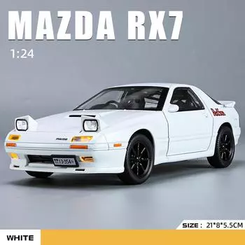 1:24 Mazda RX7 RX-7 Супер Спортивный Автомобиль Звук и Свет Инерционный Механизм Коллекция Украшения Моделирование Литая Модель Машины Литье Детская Игрушка Подарок Мальчику белый