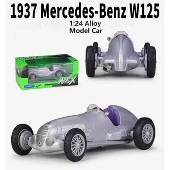 1/24 Mercedes-Benz 1937 W125 Высокое качество WELLY литой под давлением классическая металлическая модель автомобиля старинный автомобиль игрушечный автомобиль из сплава для детской коллекции серебряный