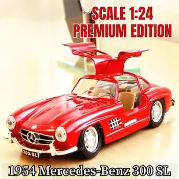1:24 Mercedes-Benz 300SL уличная машина имитация сплава модель классическая коллекция автомобилей украшения со звуком и светом инерционная детская игрушка подарок мальчику красный