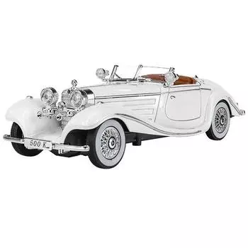1/24 Mercedes-Benz 500K 1936 Классическая модель автомобиля из литого сплава Игрушечные транспортные средства Звук и свет Детская коллекция игрушек Подарки белый