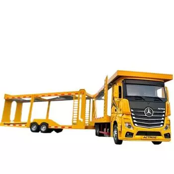 1/24 Mercedes Benz Double Decker Flatbed Transport Vehicle Alloy Diecast Metal Car Model Sound and Light Science Education Series белый