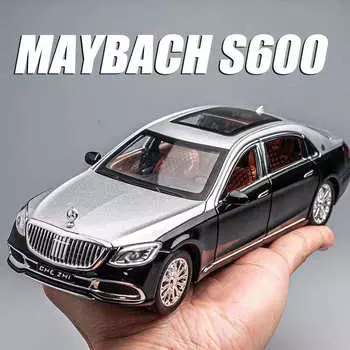 1:24 Mercedes-Benz Maybach GLS600 литая модель игрушечного автомобиля имитация звука и света Blue-ray музыкальная игрушечная модель автомобиля подарок для мальчика белый