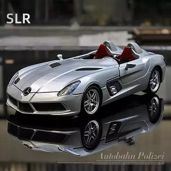 1:24 Mercedes-Benz SLR Stirling Moss сплав модель автомобиля литой игрушечный автомобиль кабриолет игрушечный автомобиль металлические коллекционные украшения модель детский подарок серебряный