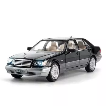 1/24 Mercedes Benz W140 S320 Diecast Classic Car Model Sound & Light Kids Gift 1/24-Size:21*9*6cm чёрный