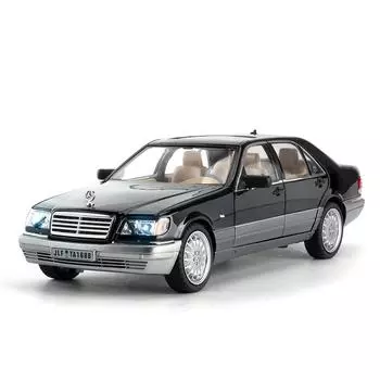1/24 Mercedes Benz W140 S320 Diecast Classic Car Model Sound & Light Kids Gift 1/24-Size:21*9*6cm чёрный