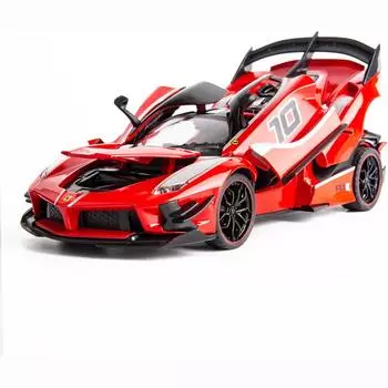 1:24 Модель автомобиля FXXK, литая под давлением, автомобиль из цинкового сплава с откидной спинкой, звуком и светом для детей, мальчиков и девочек 1:24-Size:22*9*6cm красный