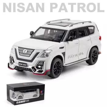 1/24 Nissan Patrol, литая под давлением модель автомобиля из сплава, внедорожник, имитация внедорожника, игрушечный автомобиль со световым звуком, коллекция игрушек для детей, взрослых, подарки 1/24-size:21*9*8.3cm чёрный