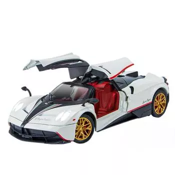1/24 Pagani Huayra Dinastia литая модель автомобиля из сплава, игрушки, 4 двери, открывающиеся со звуком и светом, инерционные спортивные транспортные средства для детей, подарки белый