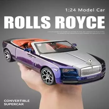 1:24 Rolls-Royce Dawn Car Model Simulation Alloy Convertible Sports Car Sound and Lighting Игрушечная машинка с инерционным механизмом для мальчика Подарочная коллекция украшений белый