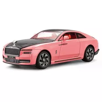 1:24 Rolls-Royce Ghost Alloy Luxury New Energy Car Model Литая игрушечная машинка Металлическая зарядная модель машинки Звук и свет инерционный механизм Детская игрушка в подарок розовый