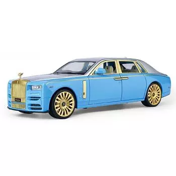 1/24 Rolls Royce Phantom Модель автомобиля из сплава, литые металлические игрушки, имитация транспортных средств, коллекция звуков и света, детский подарок синий