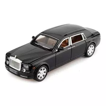 1/24 Rolls Royce Phantom Модели автомобилей Металлическая модель Звук и свет Инерционный внедорожник для детей 7 дверей, которые можно открыть, миниатюрные автомобили чёрный