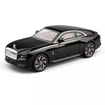 1/24 Rolls Royce Spectre Alloy Luxy New Energy Модель автомобиля Литой металлический игрушечный заряжающийся транспорт Модель автомобиля Звук и свет Подарок для детей чёрный