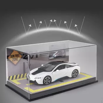 Дисплей-кейс для литых автомобилей масштаба 1/24 с крышкой и декорацией парковки, сплав, для подарков коричневый