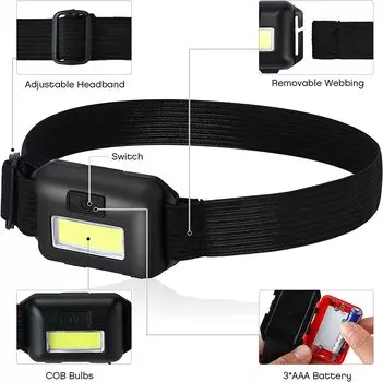 1/24 шт светодиодный налобный фонарь Cob Head Light яркий налобный фонарь водонепроницаемый налобный фонарь для выживания на открытом воздухе кемпинга бега синий