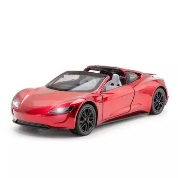 1/24 Tesla Roadster Supercar Модель автомобиля из сплава Игрушечная машина Литые металлические литьевые звуковые и световые игрушки для детей Транспортное средство красный