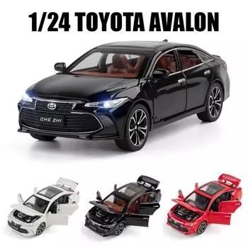 1/24 TOYOTA Avalon игрушечная машинка для детей литая металлическая модель миниатюрная звук свет двери открываются коллекция подарок для детей белый