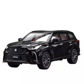 1/24 Toyota Crown KLUGER SUV Модель автомобиля из литого металла Игрушечные внедорожники Высокая имитация Звук и свет Коллекционные предметы Подарок детям белый