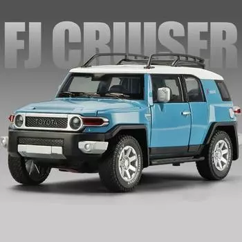 1:24 Toyota FJ Cruiser Модель автомобиля из литого металла, игрушечный внедорожник, модель автомобиля, имитация звука и света, детская игрушка, подарок для мальчика синий