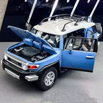 1:24 Toyota FJ Cruiser Модель автомобиля из литого металла, игрушечный внедорожник, модель автомобиля, имитация звука и света, детская игрушка, подарок для мальчика белый