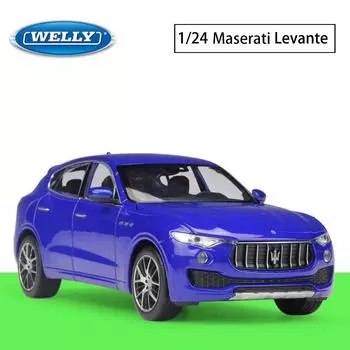 1/24 WELLY Maserati Levante SUV, модель автомобиля из сплава, литье под давлением, металлические игрушечные автомобили, модель автомобиля, коллекция высокой имитации, детские подарки 1/24-19.8x7.8x6.8cm синий