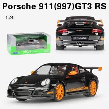 1/24 WELLY Porsche 911 GT3 RS 997 суперкар сплав автомобиль симулятор модель литья под давлением игрушечный транспорт для мальчиков на день рождения собирать игрушки подарки 1/24-19x7.6x5.4cm оранжевый