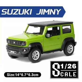 1:26-масштабная модель автомобиля Suzuki Jimny из сплава, со звуком и светом, коллекция с откатом, имитация внедорожников, литые под давлением автомобили, игрушки для детей 1/26-14x6.5x6cm зелёный