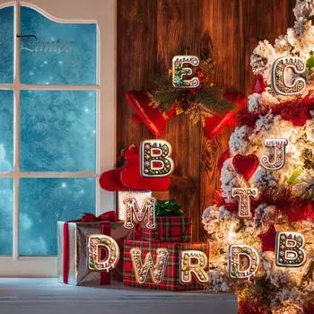1/26 шт. Пряничные украшения в виде алфавита, 26 начальных букв, подвеска в виде леденца с узором из ягод, мини-монограмма, подвесное украшение на рождественскую елку J