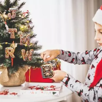 1/26 шт. Пряничные украшения в виде алфавита, 26 начальных букв, подвеска в виде леденца с узором из ягод