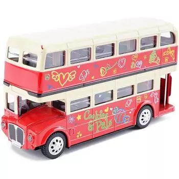 1/28 имитация автомобиля из сплава, двухэтажный автобус, игрушечный автомобиль, звук и свет, экскурсионный автобус, модель автомобиля, детские развивающие игрушки, подарок 1/28-Size:15.5*4.5*8.5cm красный