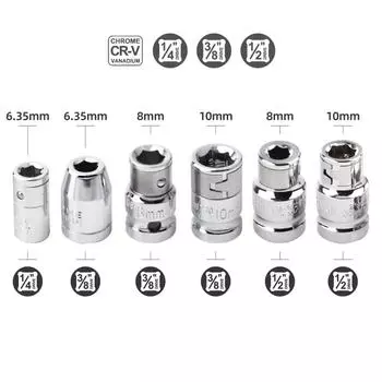 1/2 1/4 3/8 адаптер для трещоточного привода 6.3/8/10 мм квадратный привод шестигранный хвостовик торцевые головки конвертер держатель отвертки адаптер