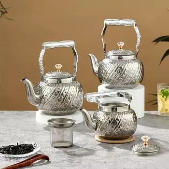 1.2/1.6/2L нержавеющая сталь чайник с ситечком серебряный золотой кованый сферический чайник индукционная плита чайник кухонная посуда для питья
